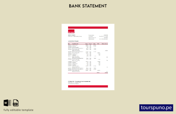 listo para imprimir plantilla de Excel de extracto bancario de Noruega BN